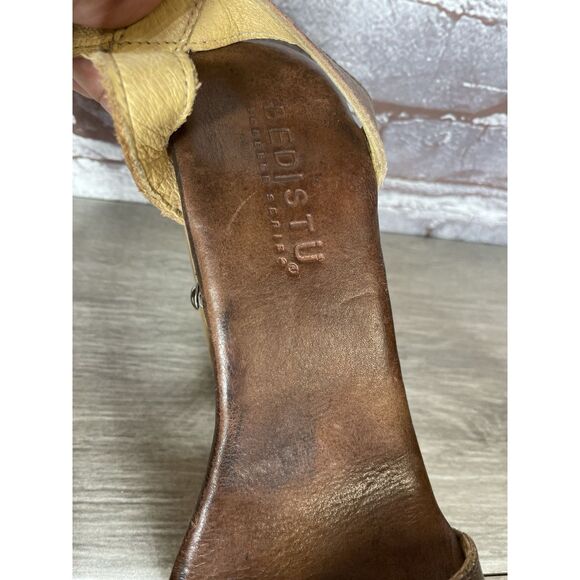 Bed Stu Brown Leather Platform Ankle Strap Wooden Heels Women’s Sz 8M US/38.5EU - Picture 13 of 16